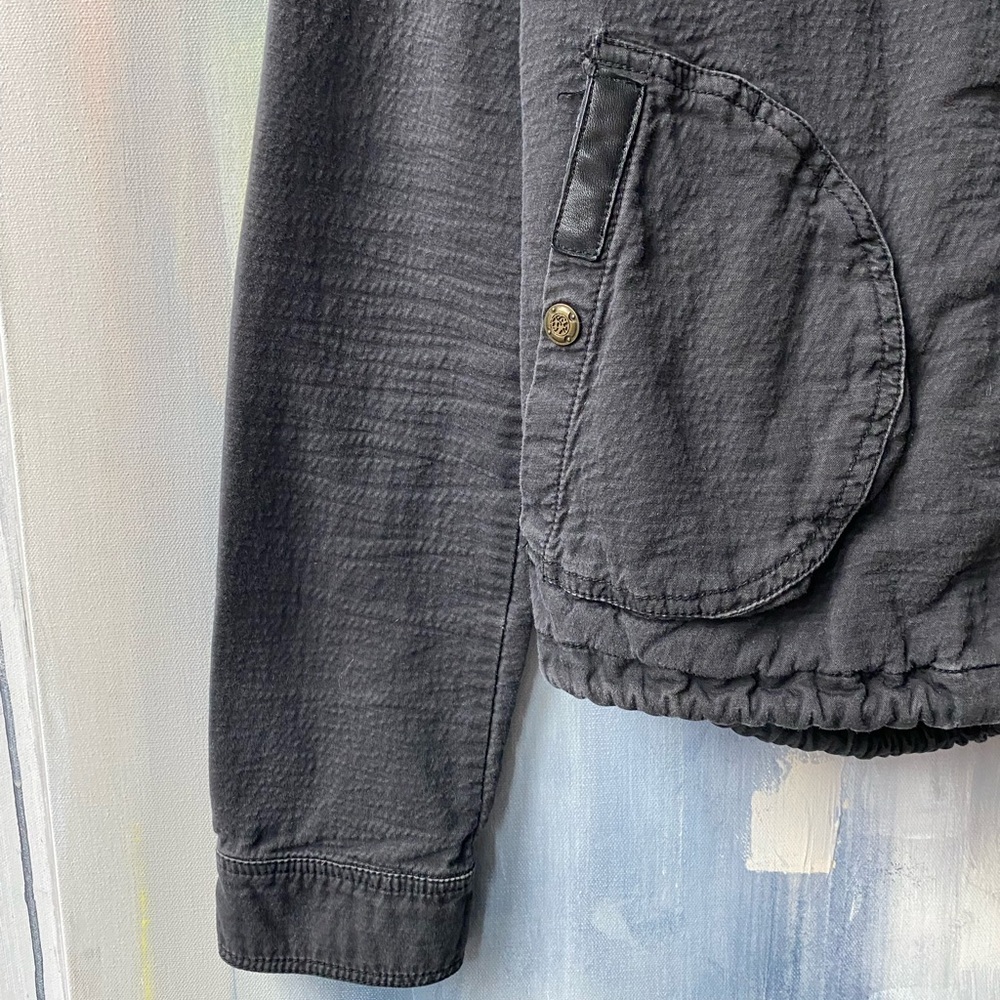 🚫SOLD OUT🚫 MÜR MÜR Charcoal Hooded Utility Jacket Military Style Casual Crop S - Picture 4 of 11
